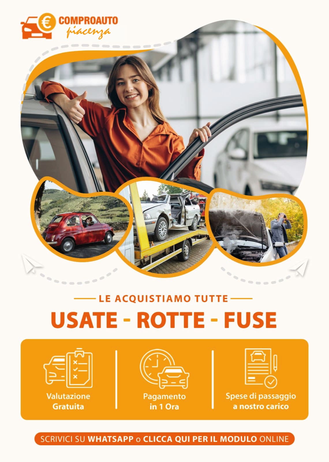 Compro auto non funzionanti Piacenza - Pagamento in Contanti